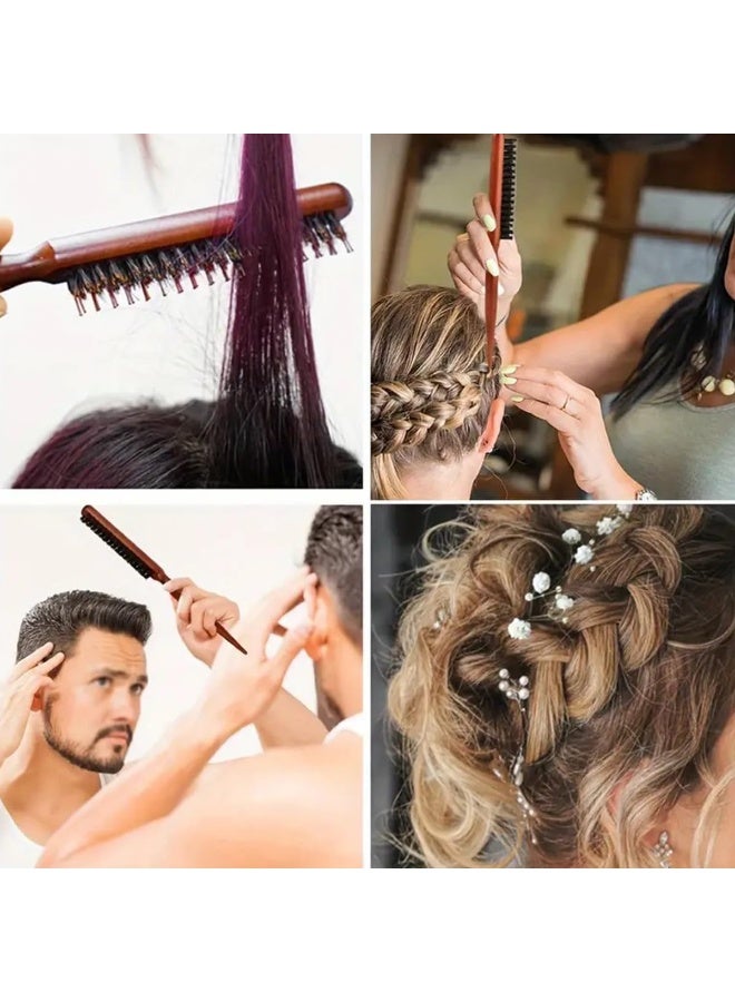 Generic Wooden Hair Styling Brush – Firm Bristle Brush for Hair Smoothing, Styling & Edge Control – Comfortable Grip, Professional Use – 1 Piece - Image 4